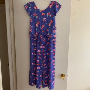 Floral Front Bow Purple Jumpsuit